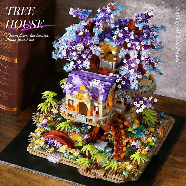Linyi toy Baumhaus Kirsche Blüte, Bausteine, 3500 Teile, ab 6 Jahren - Bild 1