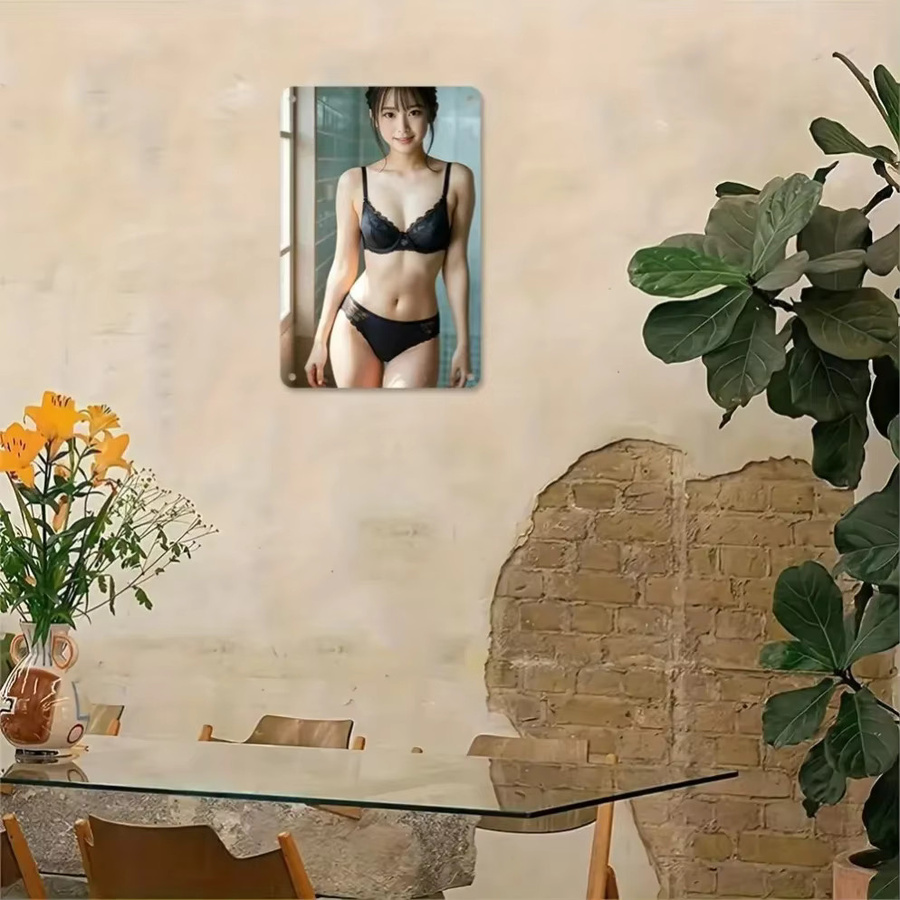Retro Metallblechschild CIFBUY Wandkunst Portrait Frau Mehrfarbig B: 20,3 cm, H: 30,5 cm - Bild 4