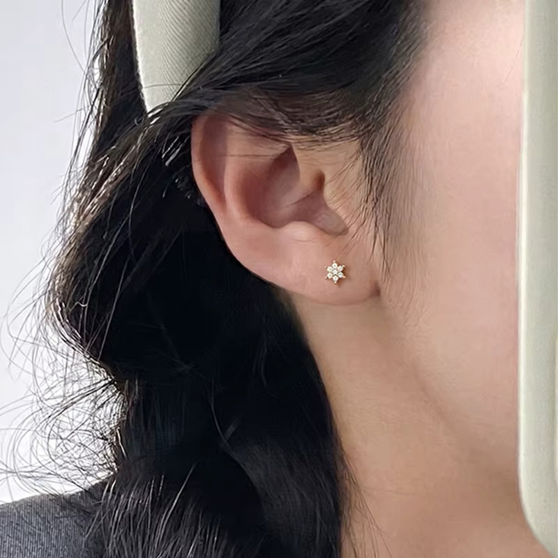 TrustDavis Ohrstecker, 925 Silber, Zirkonia, Blumen-Motiv, Damen - Bild 3