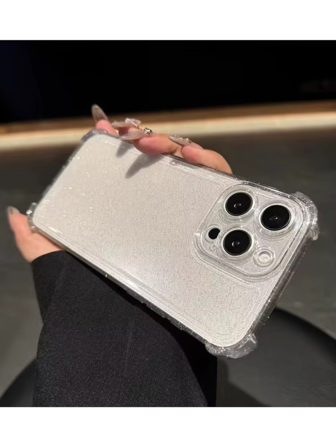 AKABEILA Glitzer Silikon Schutzhülle für iPhone 11 bis 17 Pro Max mit Linsenschutz in Transparent - Bild 4