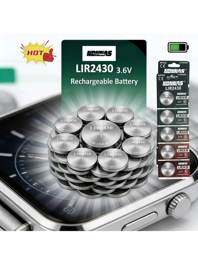 NDNNAS LIR2430 Wiederaufladbare Lithium-Ionen-Knopfbatterie 3,7 V 60 mAh in Silber - Bild 3
