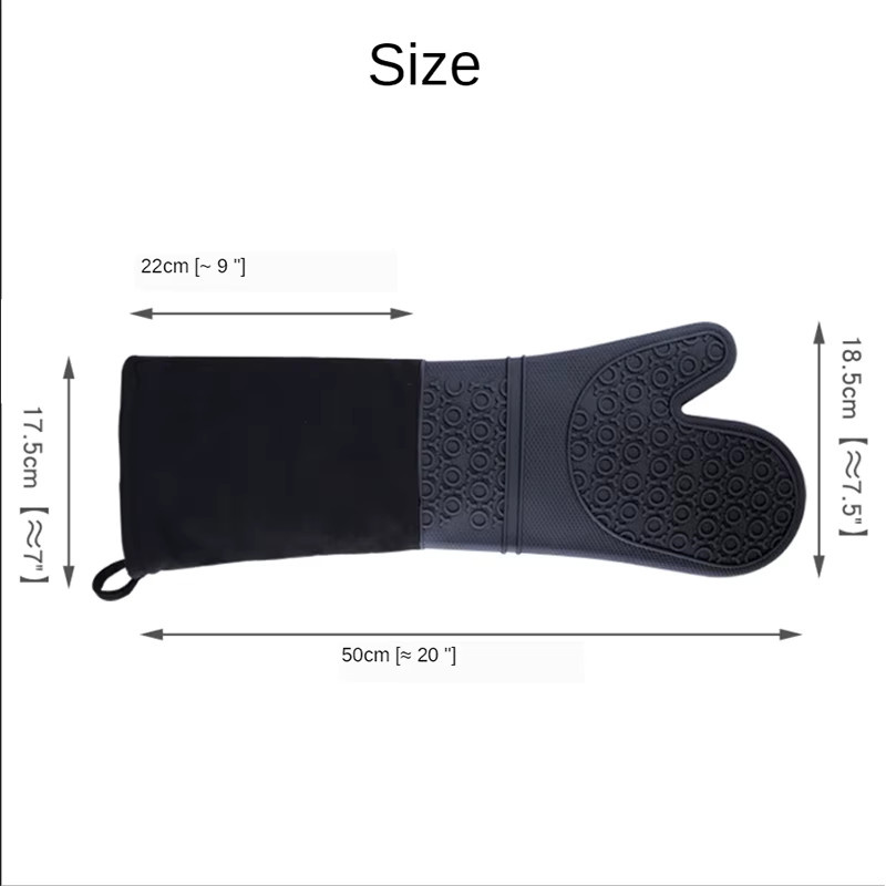 Venlohome Hitzebeständige Baumwoll-Silikon-Handschuhe in Bonbonfarben und Schwarz als rutschfeste Topflappen für die Küche und zum Backen in der Mikrowelle - Bild 4