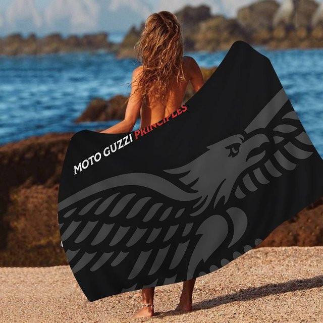 Moto Guzzi Strandtuch aus Mikrofaser und Baumwolle, Schwarz, 30 x 30 cm - Bild 1