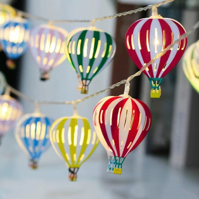 LED Heißluftballon Lichterkette Warmweiß mit 10 LEDs für Kinderzimmer und Partydekoration, Länge: 1,65 m - Bild 1