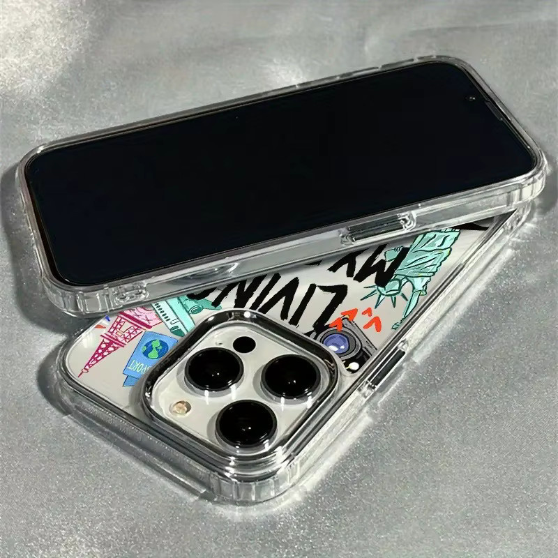 Transparente Handyhülle mit Cartoon-New-York-Aufdruck für iPhone 17 16 15 14 13 12 11 Pro Max Plus, stoßdämpfend und rutschfest - Bild 2
