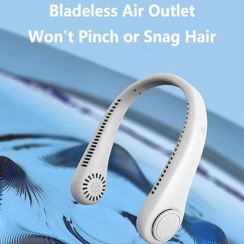 Lenovo Tragbarer Mini-Elektroventilator mit Digital-Display, Blattlos, USB-Aufladbar und Faltbar, Pink/Weiß - Bild 2