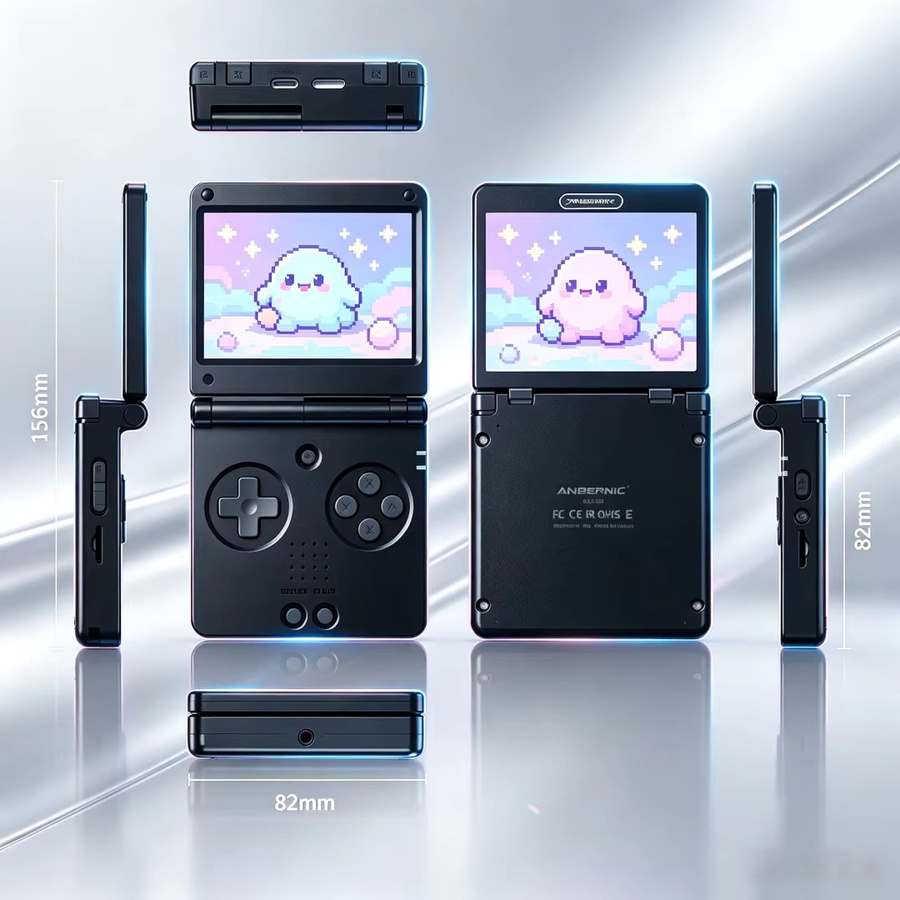 Anbernic RGSP Retro Handheld-Spielkonsole Tragbarer Klapp-Gaming-Player mit Linux 64-Bit und WLAN in Schwarz oder Blau - Bild 1