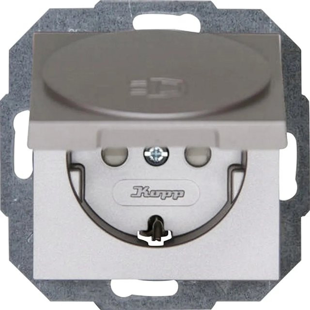 Kopp Steckdose mit Deckel 1-fach Athenis Stahl Silber - Bild 1