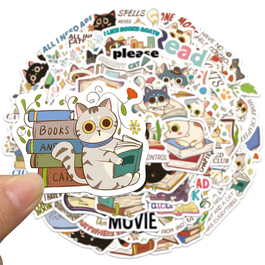 Rspctou Cartoon-Katzen- und Buch-Aufkleber, DIY-Aufkleber, 10-teiliges Set - Bild 2