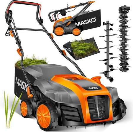 MASKO 2in1 Elektro Vertikutierer und Rasenlüfter mit 1800 Watt, 40 cm Arbeitsbreite und 55 l Fangkorb