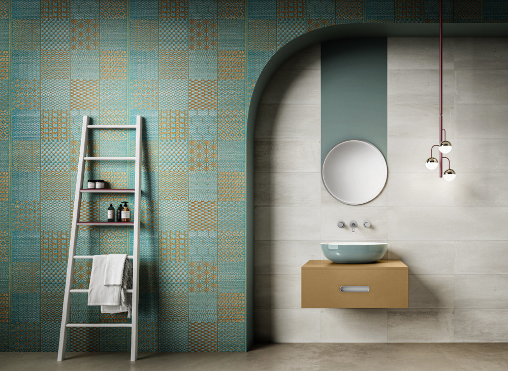 Jannelli & Volpi Tapete Hiroma 6310 mit abstraktem orientalischem Muster in Türkis, Braun und Multicolour in Textiloptik - Bild 2