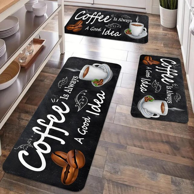 Rutschfester Bodenläufer Lodestar in Schwarz, abstraktes Design aus Polyester für Küche, Flur oder Schlafzimmer, B/T: 40 x 120 cm - Bild 1