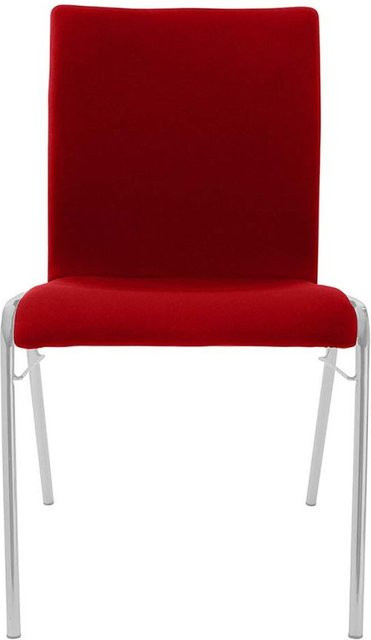 BMV Besucherstuhl A45 aus Buche mit rotem Vollpolster und silbernem Gestell, B/T/H: 50 x 54 x 86 cm - Bild 1