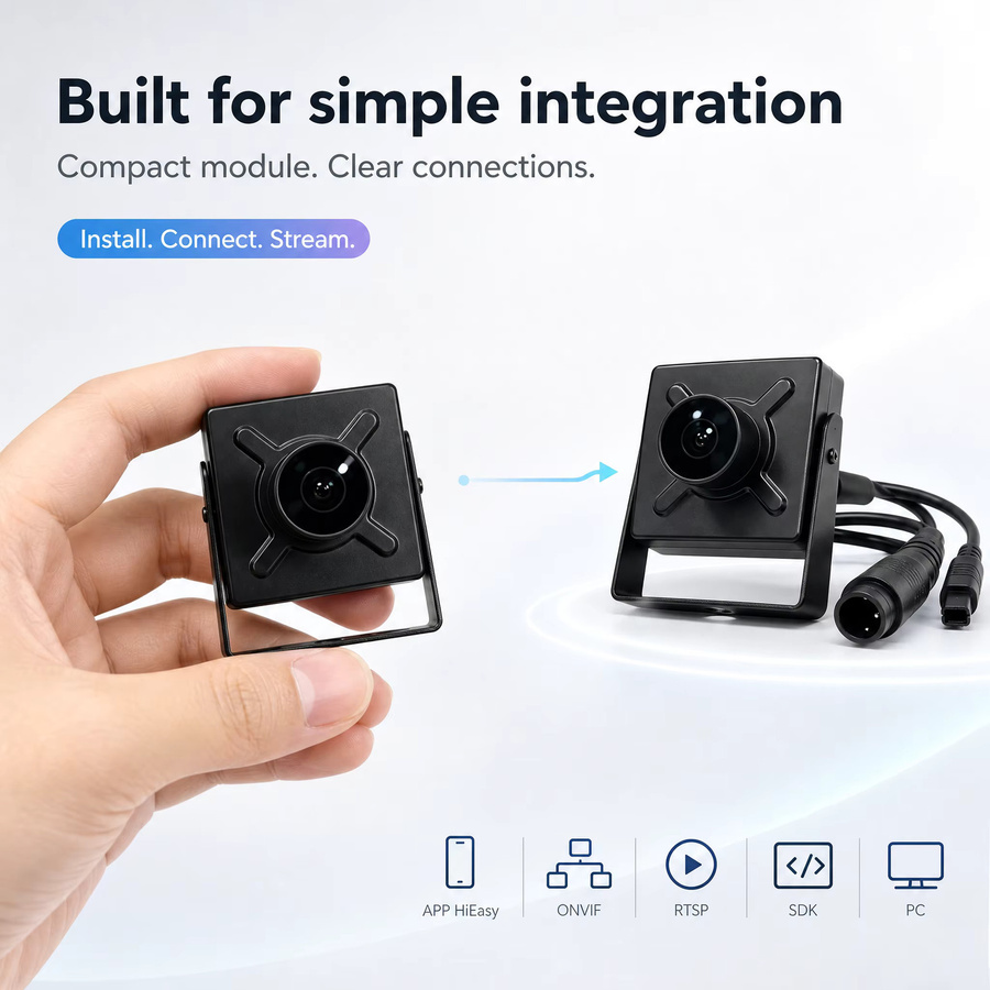 HQCAM Mini PoE IP-Kamera 8MP 4K FHD mit 170° Weitwinkelobjektiv, Schwarz, ONVIF P2P RTSP Innenüberwachungskamera - Bild 3