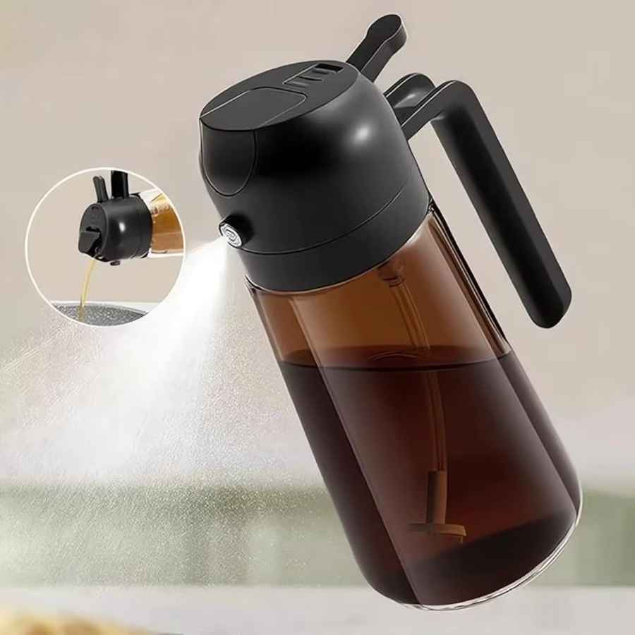 Galavilly Öl Sprayer aus dunklem Glas, 470 ml Ölspender für Küche und BBQ, Grün/Transparent - Bild 2