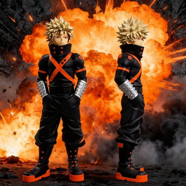 Bandai Boku no Hero Academia Bakugou Katsuki Figur, Einzelfigur, Kunststoff, Schwarz - Bild 1