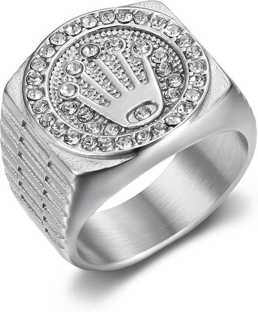 Bellachic Perlenring Edelstahl, Silber, Perle, Zirkonia, Herren - Bild 1