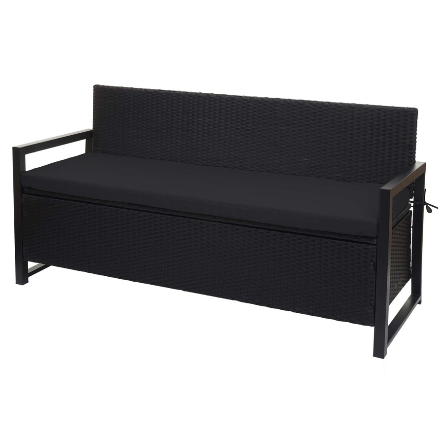 MCW Poly-Rattan 3er Sitzbank Truhenbank mit Staufach und Sitzkissen, anthrazit, Kissen schwarz - Bild 2