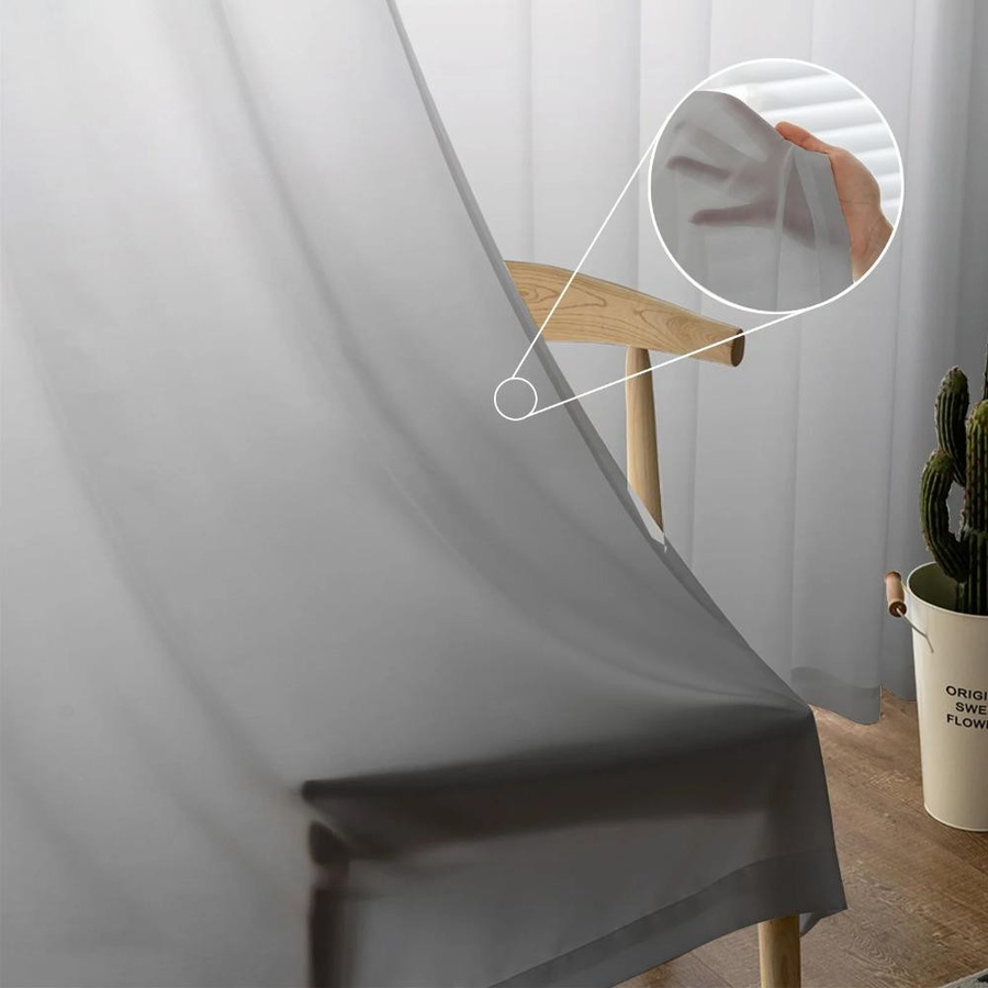 Yiran Furniture Transparente Tüll-Voile-Organza-Vorhänge mit Farbverlauf in Salbeigrün und Grau, B: 135 cm, H: 245 cm - Bild 2