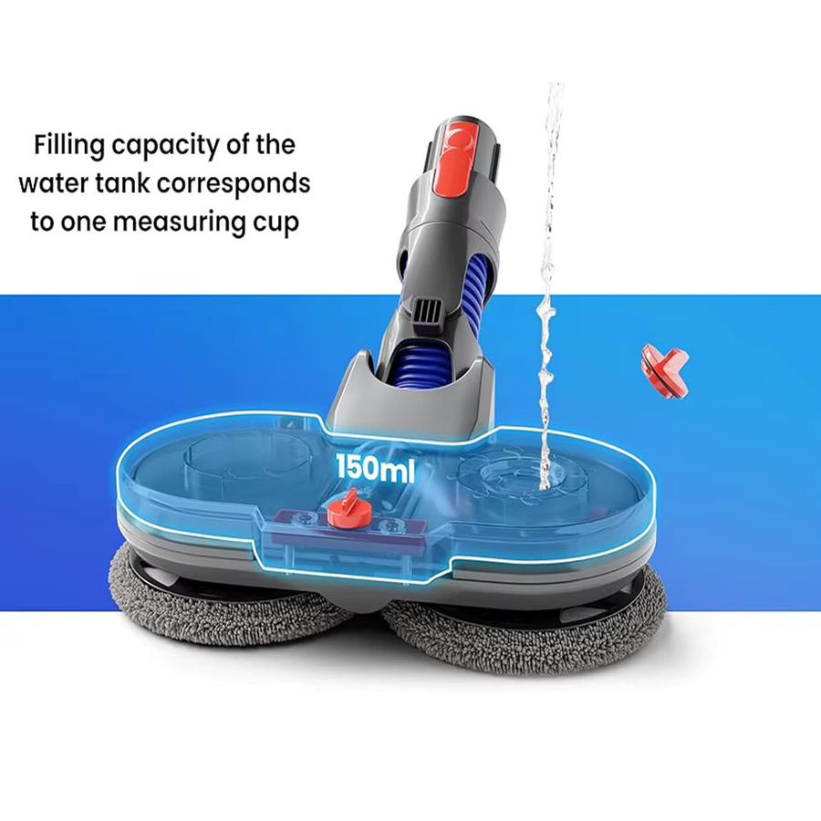 Blossom Elektrischer Wischkopf für Dyson V7 V8 V10 V11 V15 Staubsaugeraufsatz in Grau mit abnehmbarem Wassertank und 6 wiederverwendbaren Wischpads - Bild 6