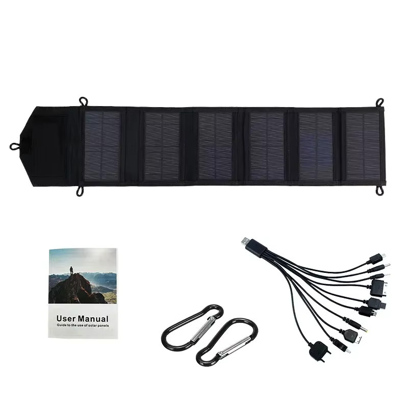 Tragbares faltbares Solar Panel mit 800 W Leistung und 6-fach Solarzellen, USB-A und USB-C Anschlüsse, Farbe: Schwarz - Bild 2
