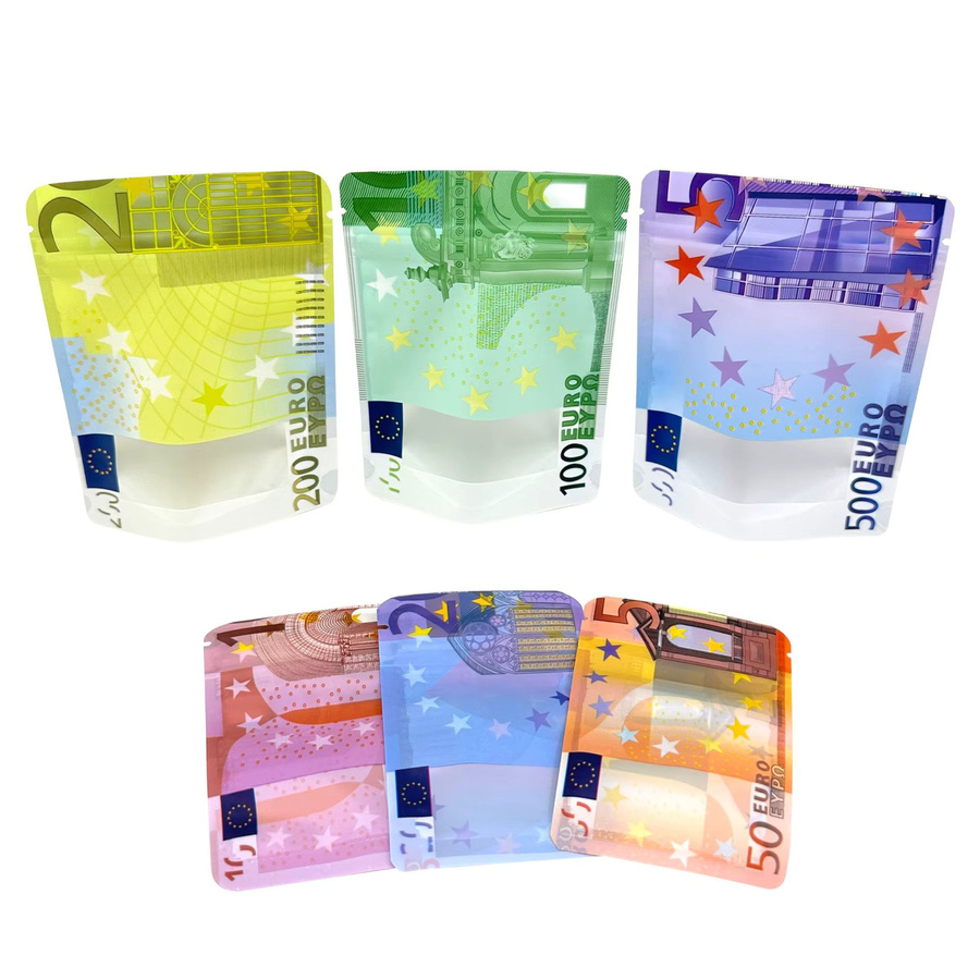 Holographische Mylar-Verpackungsbeutel mit Sichtfenster und Druckverschluss, Mehrfarbig, Kunststoff-Aufbewahrungstaschen für den Einzelhandel - Bild 1