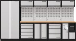Kraftwerk 5-Element-Schrank mit Vierkantlochwand und Schubladen in Buche - Bild 1