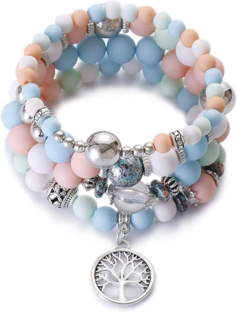 Lucky Star Jewelry Armband-Set, Grüne Bodhi-Perlen, Schmetterling Charm, Damen - Bild 1