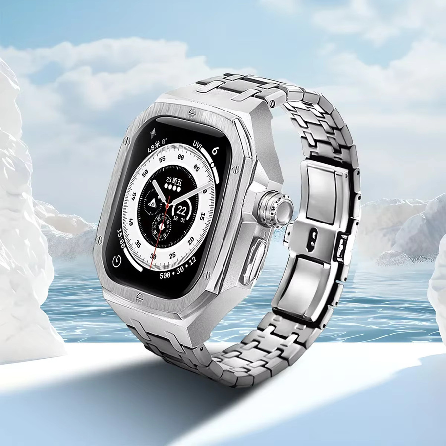 CAOWTAN Uhrenarmband und Gehäuse, Edelstahl, Silber, Apple Watch Ultra 49 mm, Unisex - Bild 4