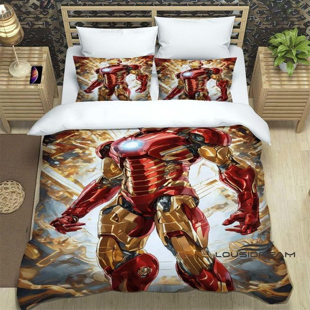 Iron Man Cartoon Bettwäsche-Set mit Bettbezug und Kissenbezug, Mehrfarbig, B/H: 250 x 220 cm - Bild 1