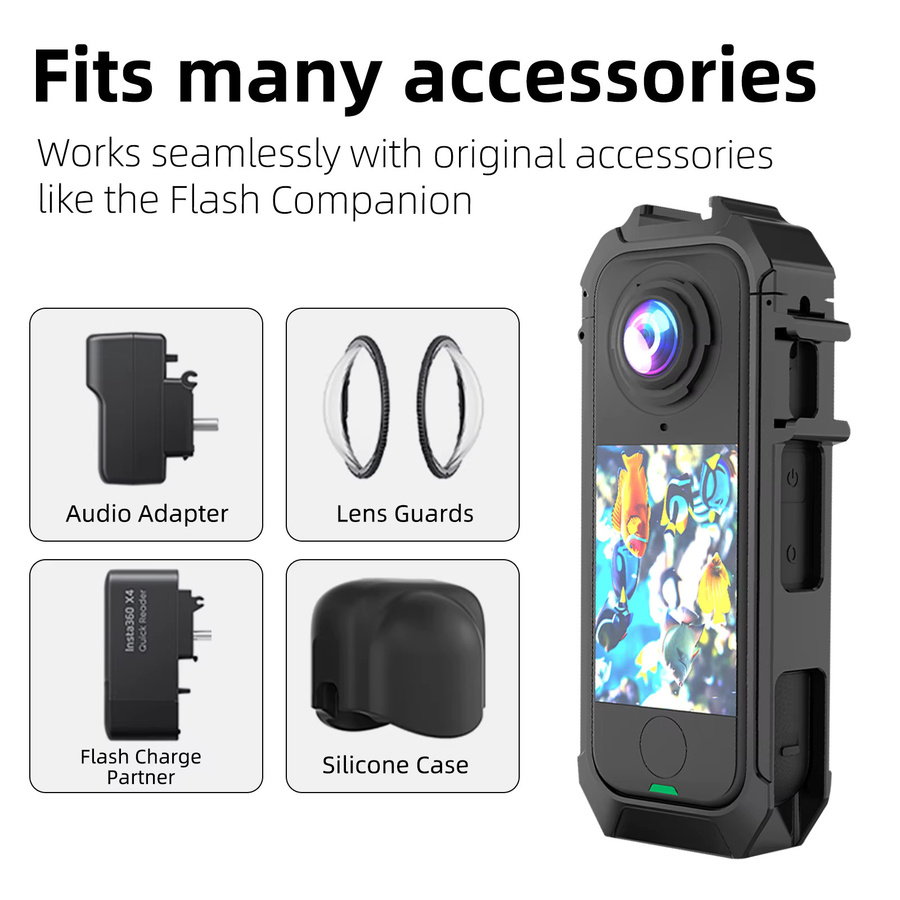 Insta360 X4 Air Schutzrahmen mit Dual Cold Shoe und magnetischem Schnellverschluss in Schwarz - Bild 5