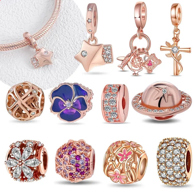 Charms Roségold, Stern, Perle, Zirkonia, Damen - Bild 1