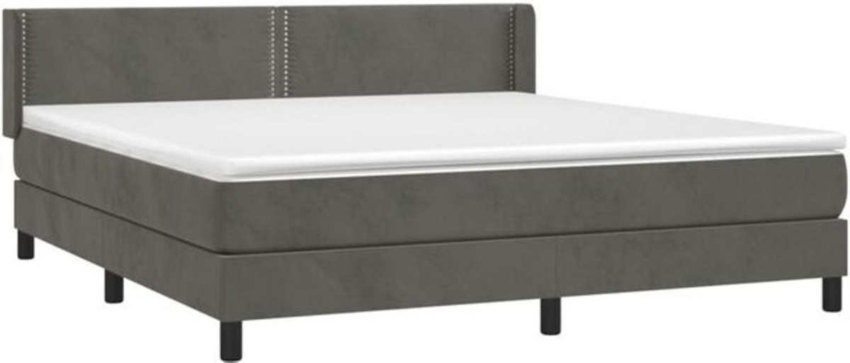 Vidaxl Boxspringbett mit Matratze aus Samt in Dunkelgrau B/T/H: 180 x 200 cm - Bild 1