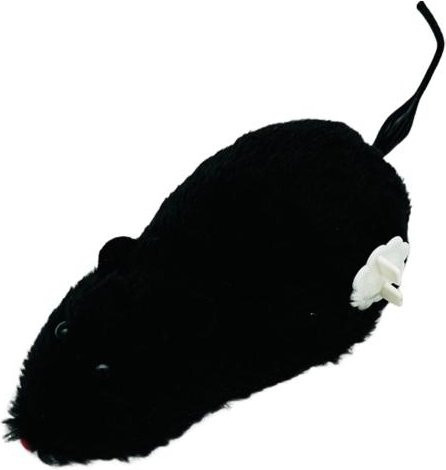 SZwatch Aufzieh-Maus, Katzenspielzeug, Realistische Fellmaus, Schwarz - Bild 1