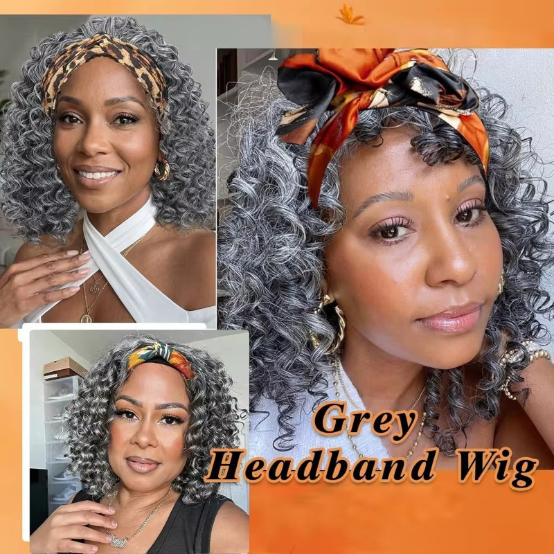 Suri Hair Stirnband-Perücke, grau, kurz, lockig, synthetisch, Damen - Bild 2