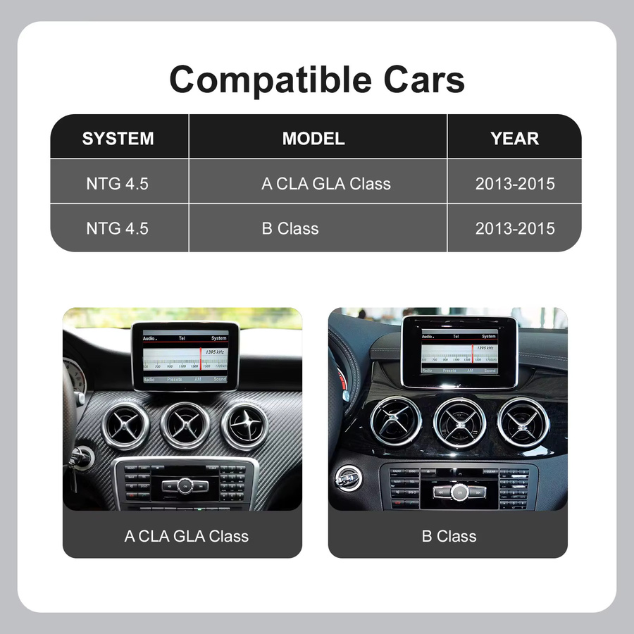 REEIIO Auto-Multimedia-Display mit Touchscreen für Mercedes Benz A B CLA GLA W176 W463 W246 (2013-2015) NTG4.5, Wireless CarPlay und Android Auto, Schwarz - Bild 2
