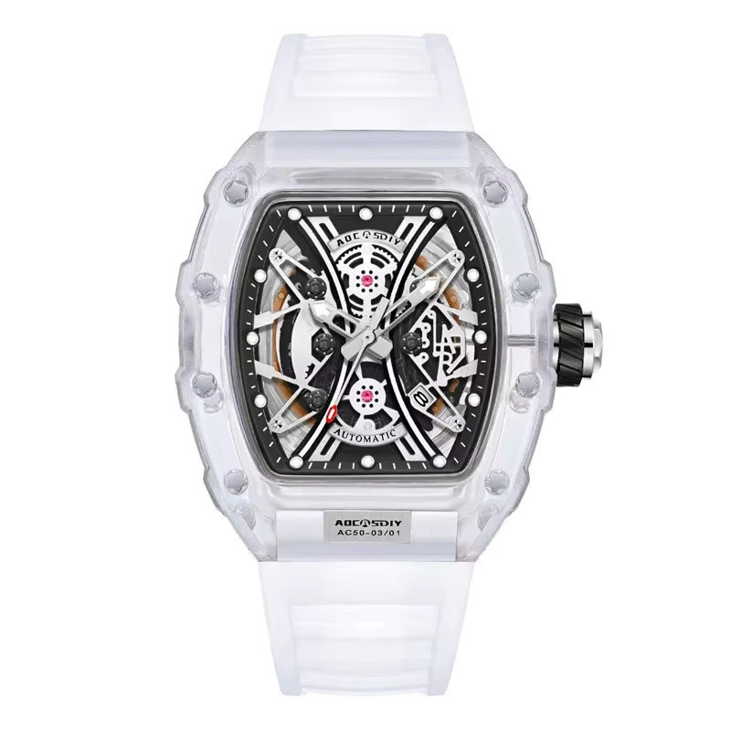 ZBJP Armbanduhr Herren, Quarz, Silikonarmband, Schwarz, Tonneau - Bild 2