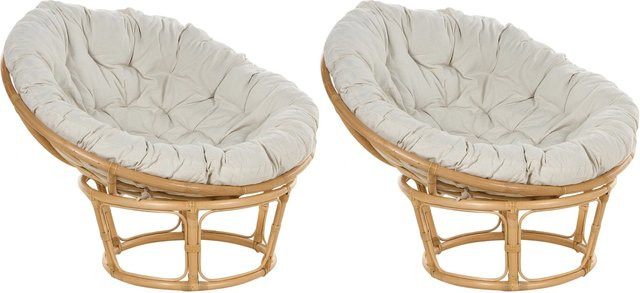Beliani Sessel in Beige im Boho-Design aus Rattan für Garten und Wohnzimmer B/T/H: 110 x 110 x 77 cm - Bild 1