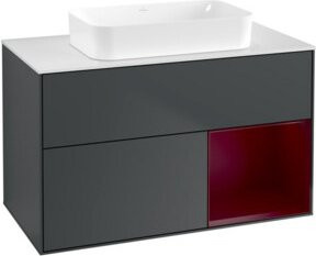 V&B Finion Waschtischunterschrank mit Wandbeleuchtung, Breite: 100 cm, Tiefe: 60,3 cm, lackiert in Mattblau - Bild 1