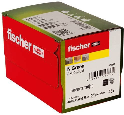 Fischer Nageldübel aus Nylon, verzinkt, Mehrfarbig, Durchmesser: 8 mm, Länge: 80 mm, 45 Stück - Bild 1