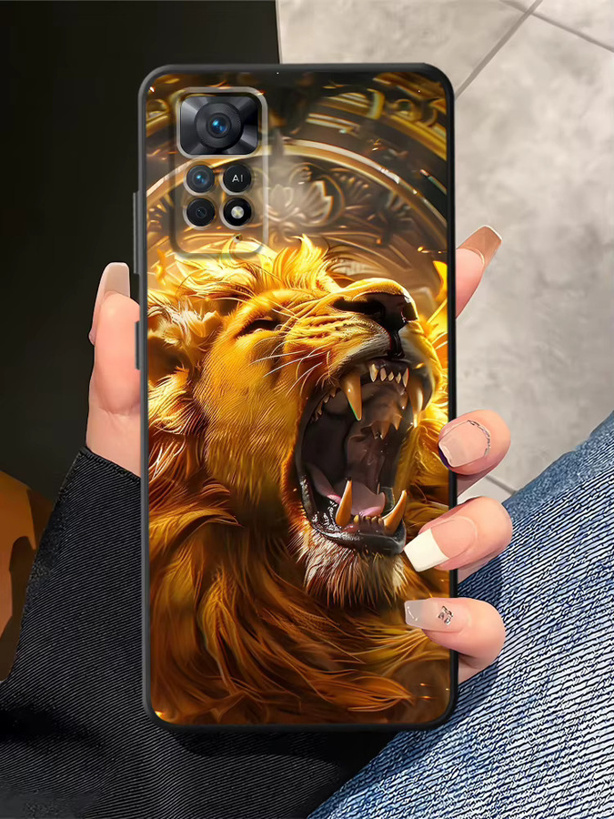 Weiche Handyhülle mit Tiger-Löwen-Design für Xiaomi Redmi Note Serie in Schwarz und Multicolour - Bild 5