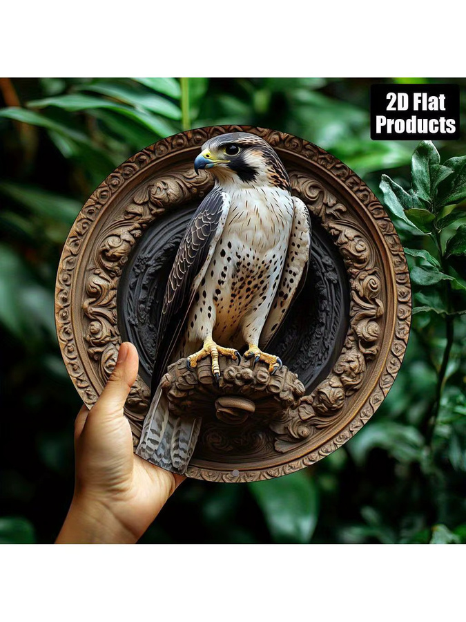 HELLOYOUNG Valkyrie Aluminium Adler Metall-Wandschild, rundes Wohndekor in Weiß, Durchmesser: 20,32 cm - Bild 5