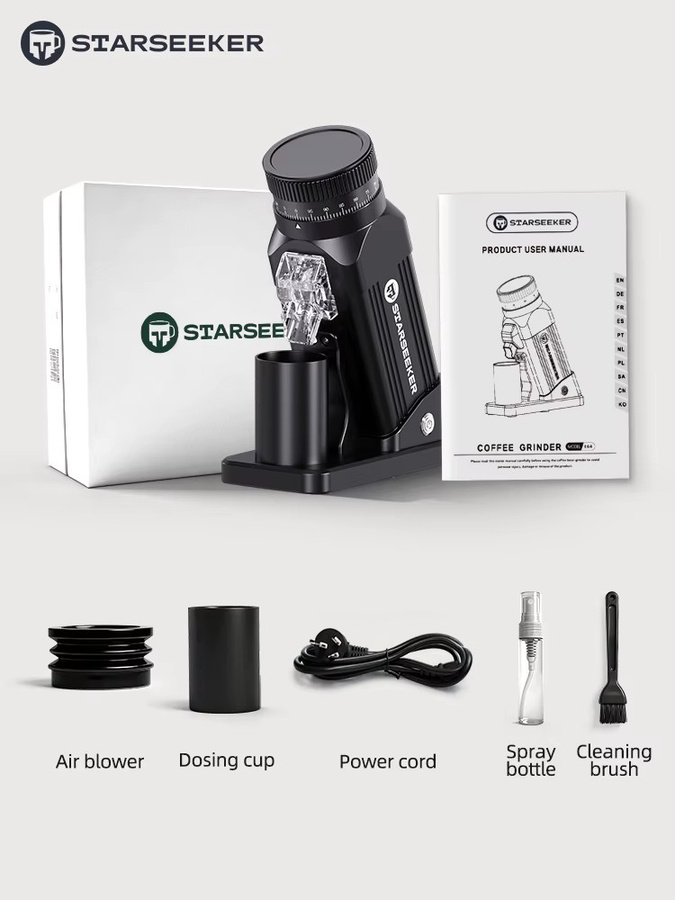 Starseeker E64 Elektrische Kaffeemühle mit 64mm Titan-Flachmahlwerk, stufenlose Mahlgradeinstellung, Schwarz - Bild 5