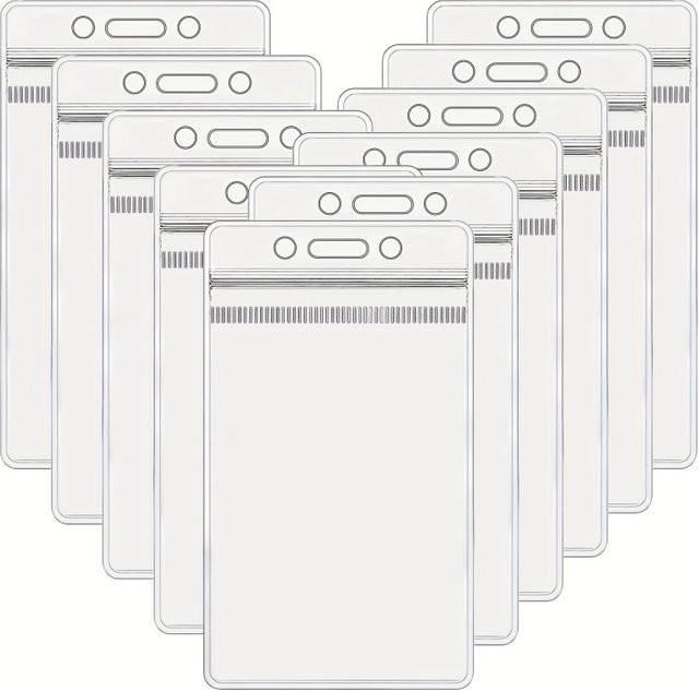 Transparenter Ausweishalter aus Kunststoff mit wasserdichtem Reißverschluss und vertikalen Namensschild-Clips für Büro und Besprechungen - Bild 1