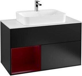 V&B Waschtischunterschrank Finion 100 Wandbeleuchtung mit LED-Beleuchtung und Regalelement in Weiß - Bild 1