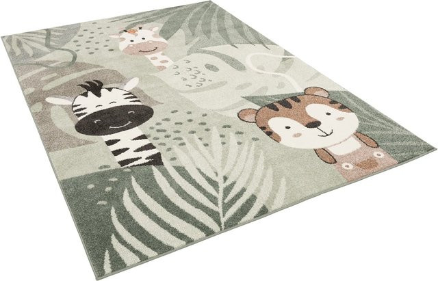 Pergamon Kinderteppich Softstar Kids Safari Friends Grün B: 120 cm, T: 170 cm - Bild 1