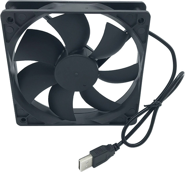 OUYUANSU USB-Abluft-Lüfter mit Flüssigkeitslager in Schwarz, B/T/H: 120 x 120 x 25 mm und 80 x 80 x 25 mm, 12 Volt - Bild 1