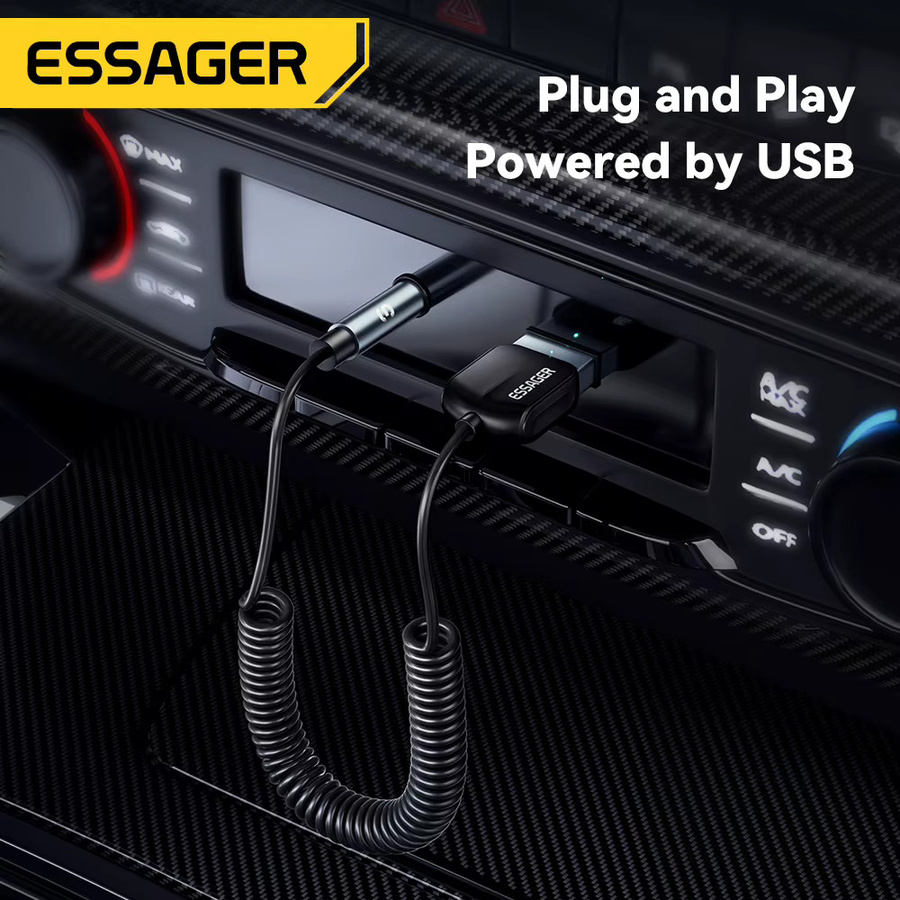 Essager Bluetooth 5.0 Receiver Adapter mit 3,5 mm Klinke und USB, Schwarz - Bild 4