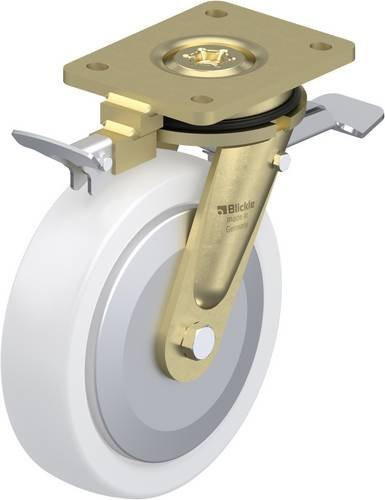 Blickle Lenkrolle mit Feststeller 853051 LS-SPO 200K-ST-FA-RI4, Rad-Durchmesser: 20 cm, Tragfähigkeit: 1500 kg, Farbe: Weiß - Bild 1