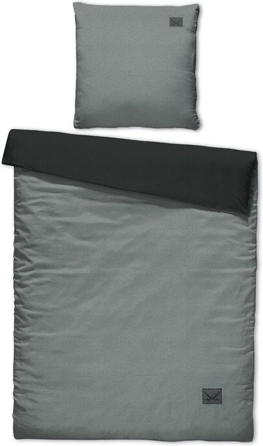 Sansibar Bettwäsche aus Jersey aus Baumwolle mit Reißverschluss, Grau/Anthrazit/Silber/Mehrfarbig, B/H: 135 x 200 cm und 80 x 80 cm - Bild 1
